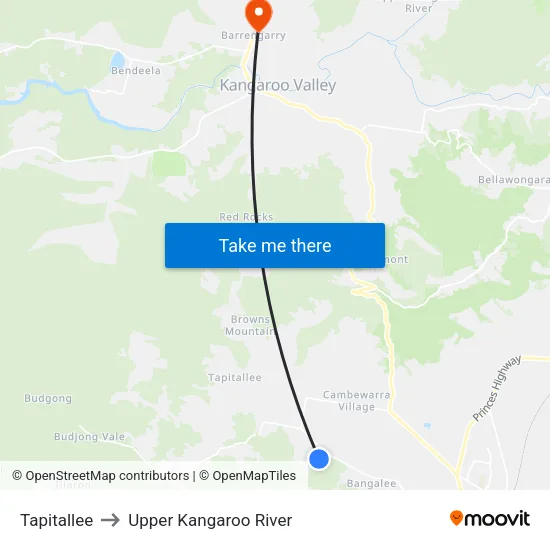 Tapitallee to Upper Kangaroo River map