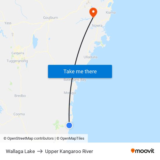 Wallaga Lake to Upper Kangaroo River map