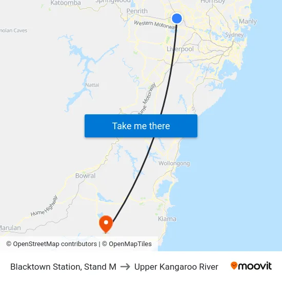 Blacktown Station, Stand M to Upper Kangaroo River map