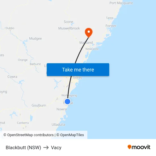 Blackbutt (NSW) to Vacy map