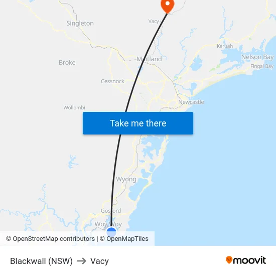 Blackwall (NSW) to Vacy map