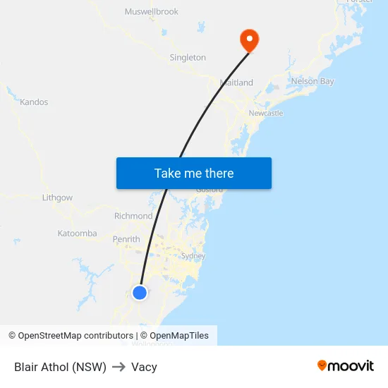 Blair Athol (NSW) to Vacy map