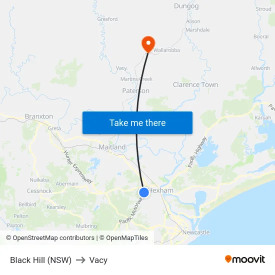 Black Hill (NSW) to Vacy map