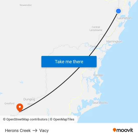 Herons Creek to Vacy map