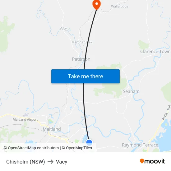 Chisholm (NSW) to Vacy map