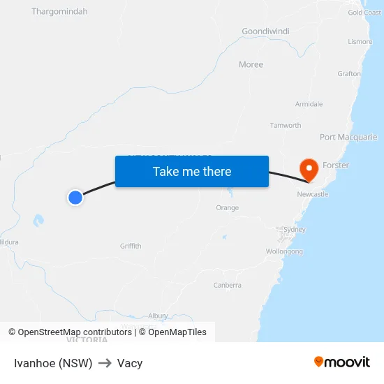 Ivanhoe (NSW) to Vacy map