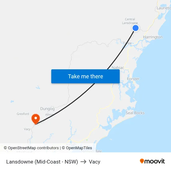 Lansdowne (Mid-Coast - NSW) to Vacy map