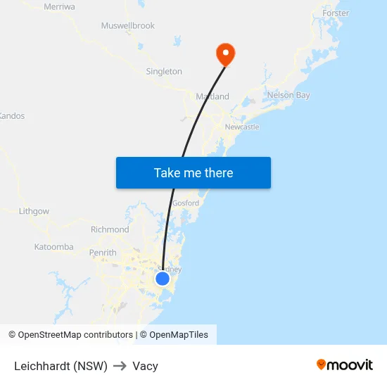 Leichhardt (NSW) to Vacy map