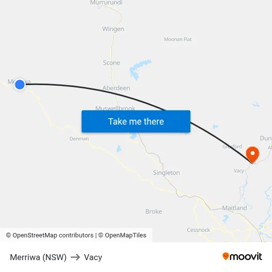 Merriwa (NSW) to Vacy map