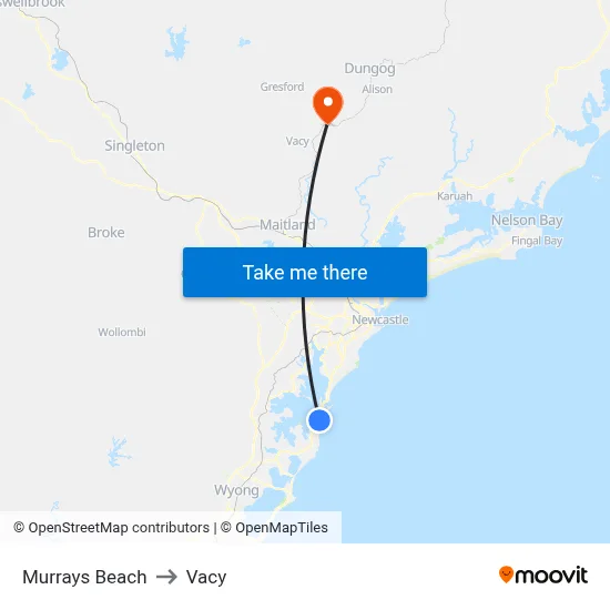 Murrays Beach to Vacy map