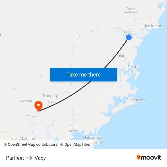 Purfleet to Vacy map
