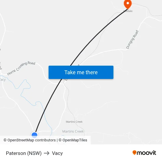Paterson (NSW) to Vacy map