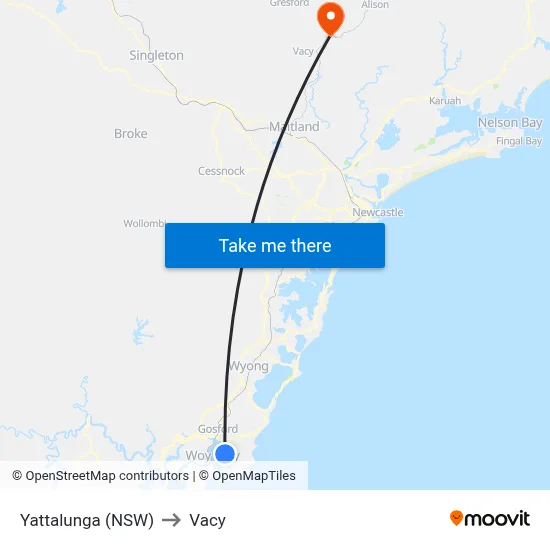 Yattalunga (NSW) to Vacy map