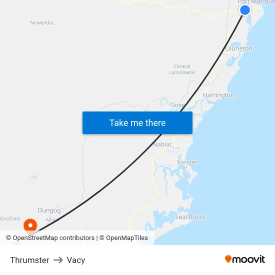 Thrumster to Vacy map