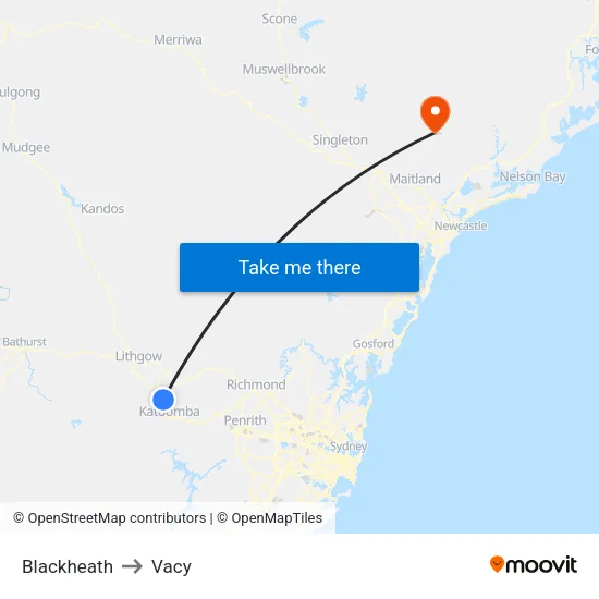 Blackheath to Vacy map