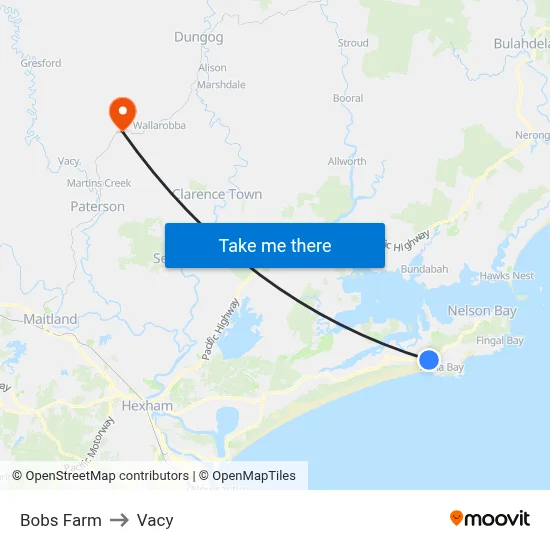 Bobs Farm to Vacy map