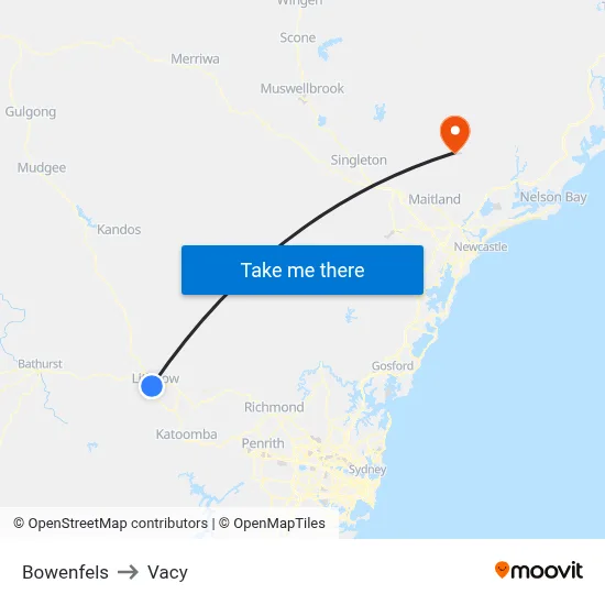 Bowenfels to Vacy map