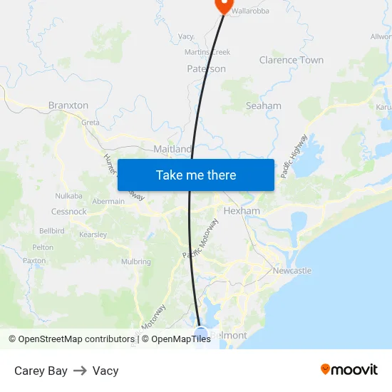 Carey Bay to Vacy map