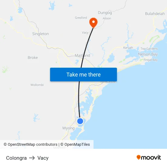 Colongra to Vacy map