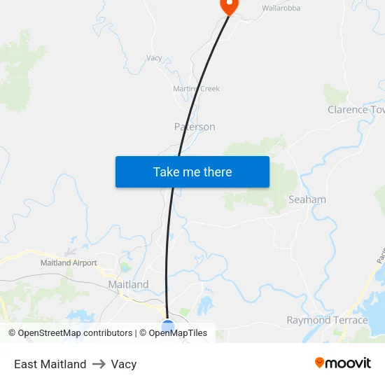 East Maitland to Vacy map