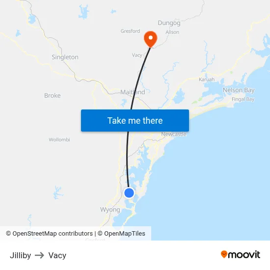 Jilliby to Vacy map