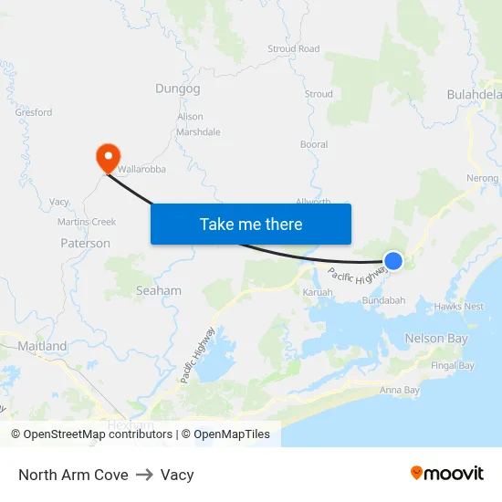 North Arm Cove to Vacy map