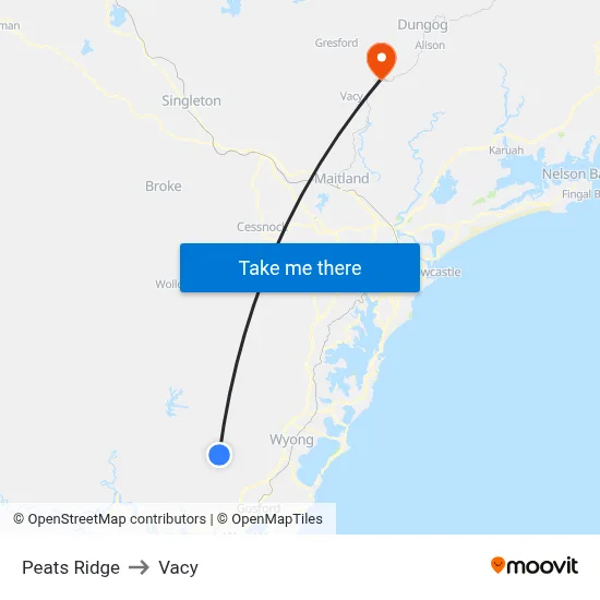 Peats Ridge to Vacy map