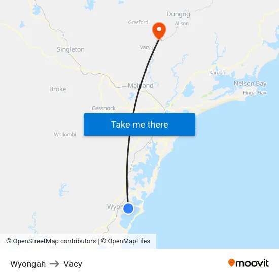 Wyongah to Vacy map
