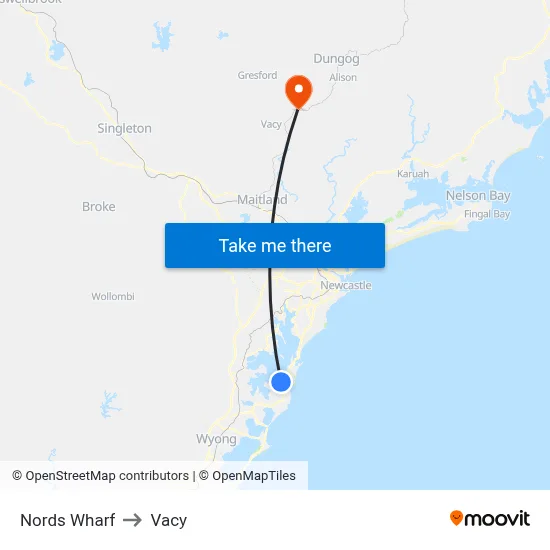 Nords Wharf to Vacy map