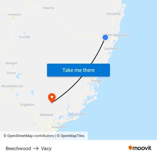Beechwood to Vacy map