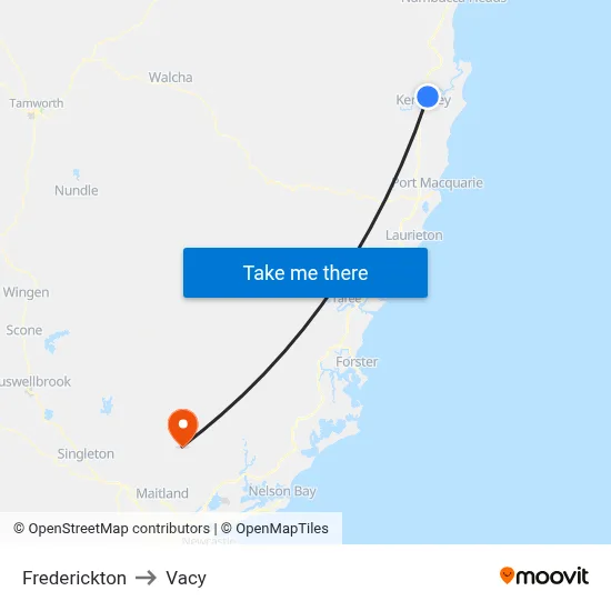 Frederickton to Vacy map