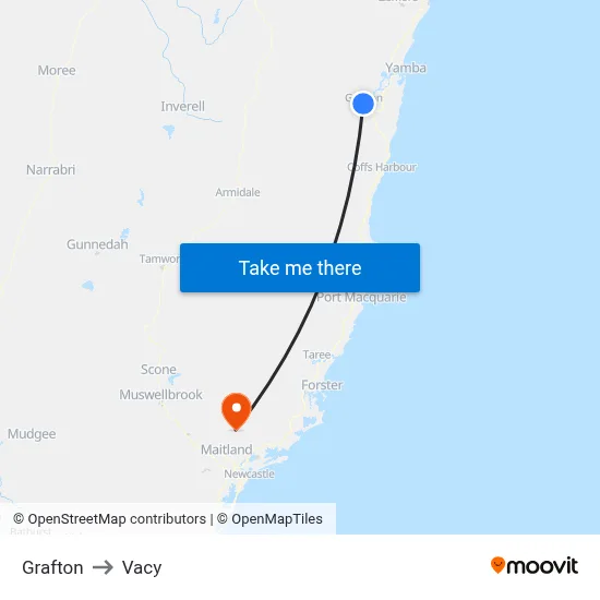 Grafton to Vacy map