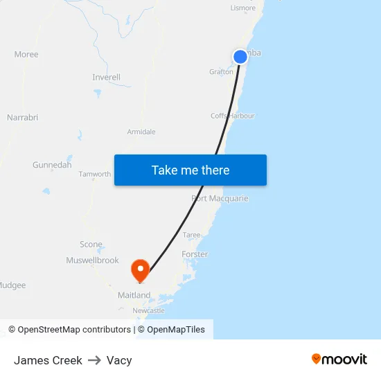 James Creek to Vacy map
