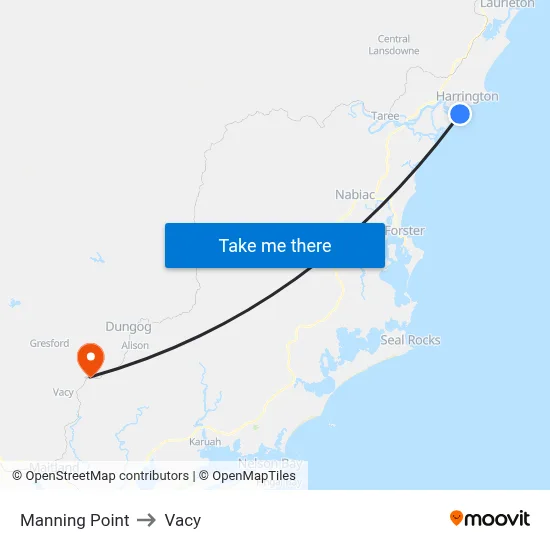 Manning Point to Vacy map