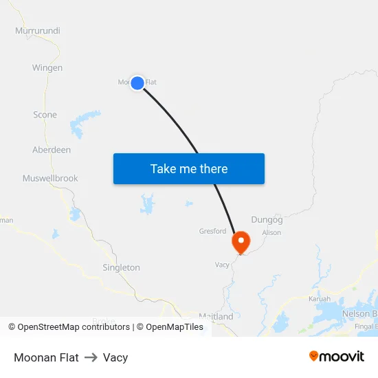 Moonan Flat to Vacy map