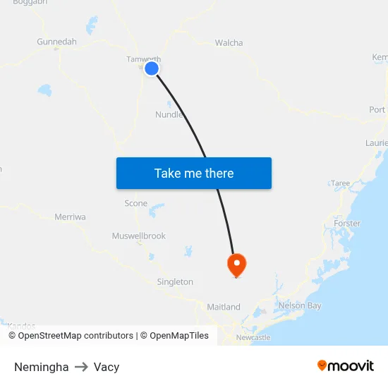 Nemingha to Vacy map