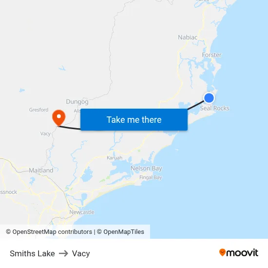 Smiths Lake to Vacy map