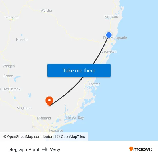 Telegraph Point to Vacy map