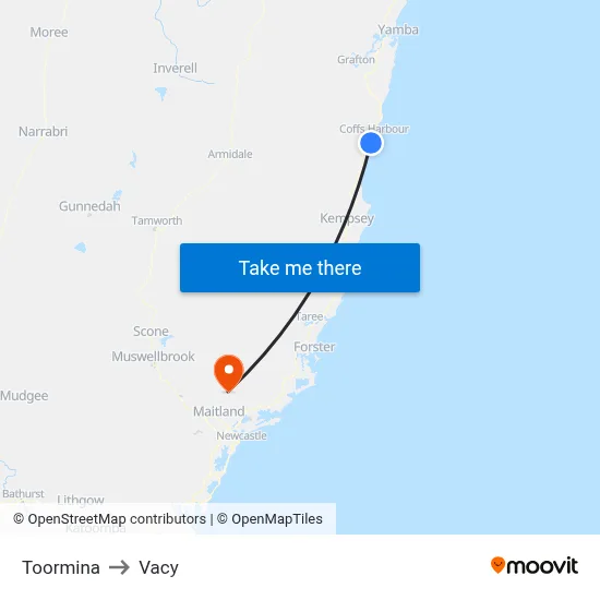 Toormina to Vacy map