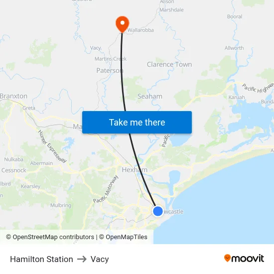 Hamilton Station to Vacy map