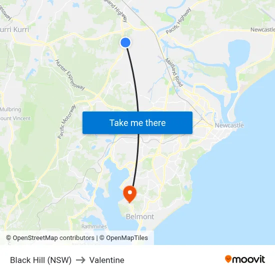 Black Hill (NSW) to Valentine map