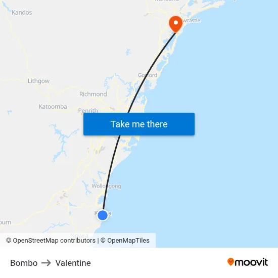 Bombo to Valentine map