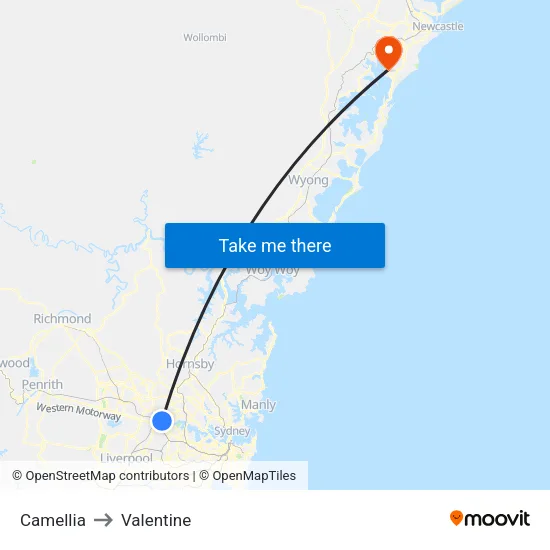 Camellia to Valentine map
