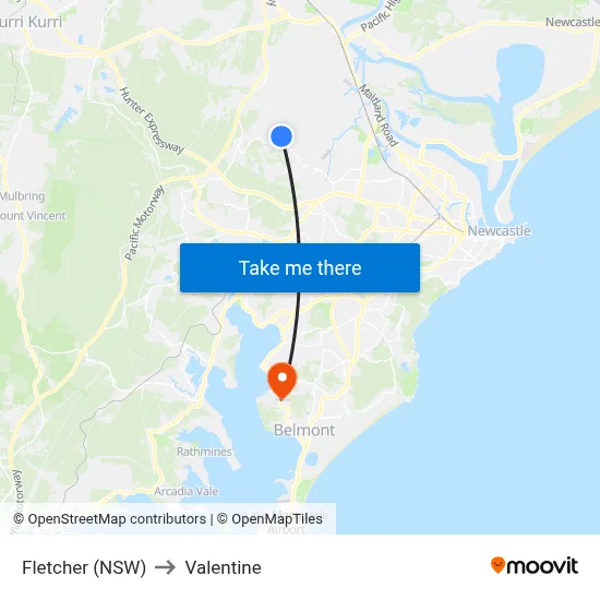 Fletcher (NSW) to Valentine map