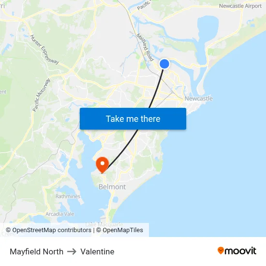 Mayfield North to Valentine map