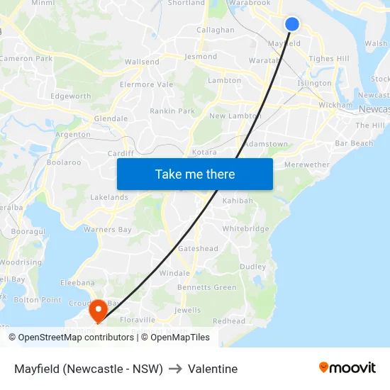 Mayfield (Newcastle - NSW) to Valentine map