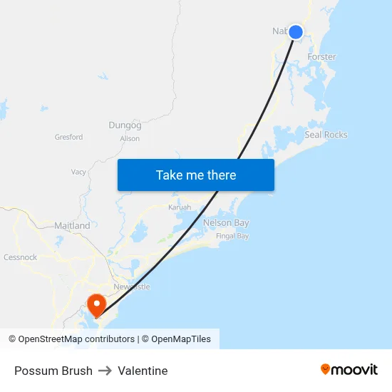 Possum Brush to Valentine map