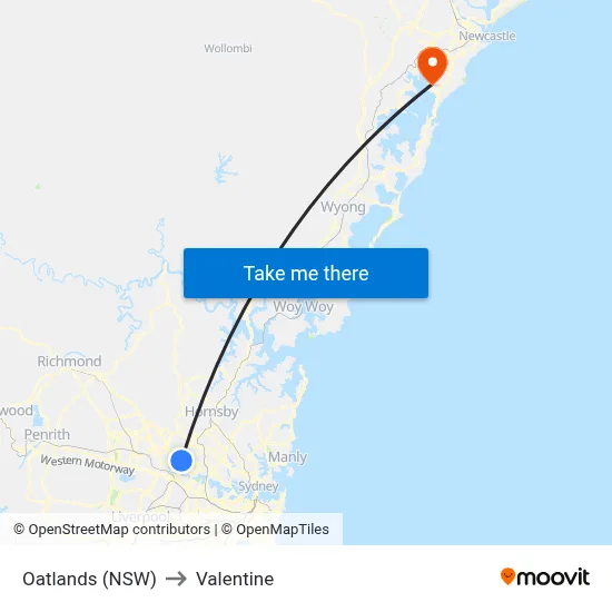 Oatlands (NSW) to Valentine map