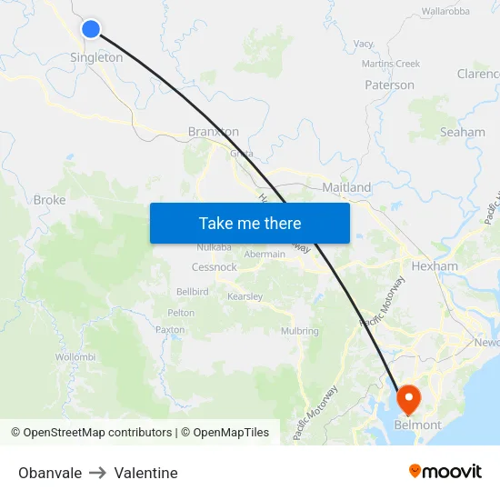 Obanvale to Valentine map