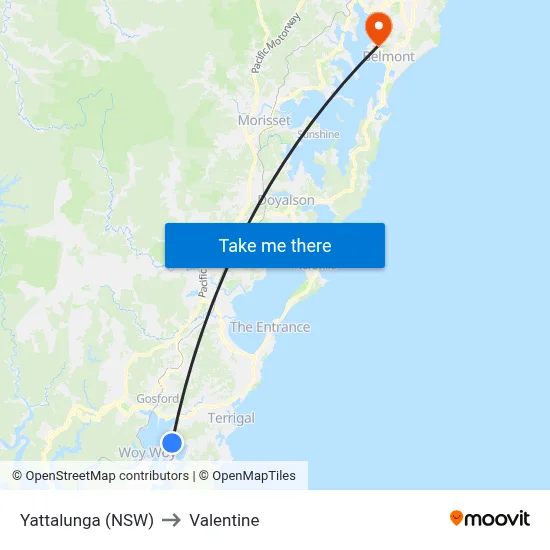 Yattalunga (NSW) to Valentine map